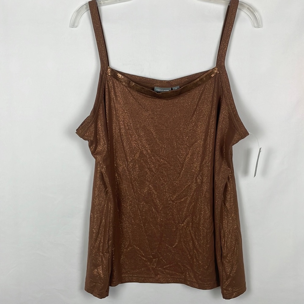 NWT Apt. 9 Brown Cami w/Copper Sparkles and Sequin Detail at Neckline - Size 1X